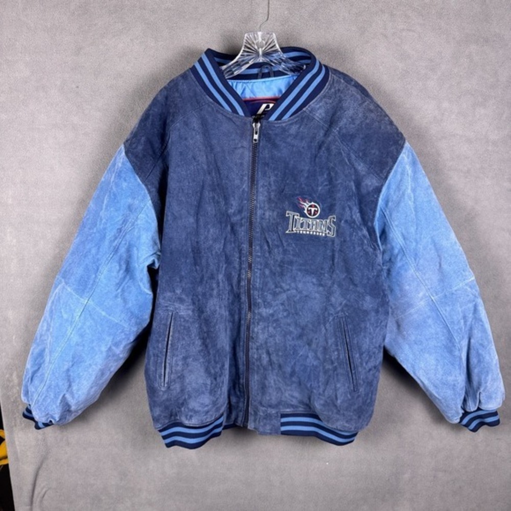 ProPlayer Mens XL Tennessee Titans NFL SUEDE LEATHER Varsity Jacket Coat Vintage